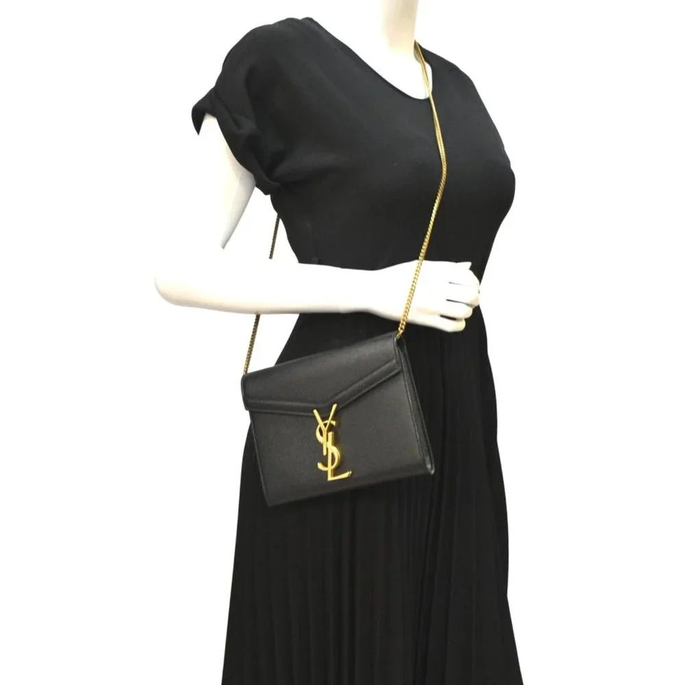 YVES SAINT LAURENT  Cassandra Grain De Poudre Embossed Crossbody Bag Black - Picture 2 of 9